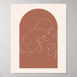 Boho Arch Kissing Continual Lineare Line Art 2 Poster