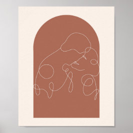 Boho Arch Kissing Continual Lineare Line Art 2 Poster