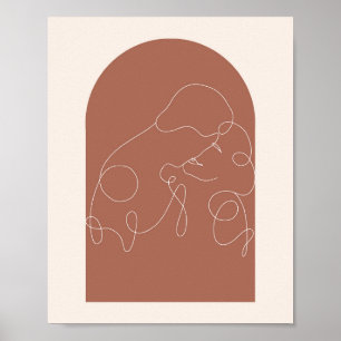 Boho Arch Kissing Continual Lineare Line Art 2 Poster
