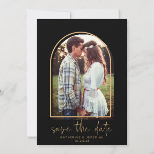 Boho Arch Minimalistisch Black Gold Save the Date