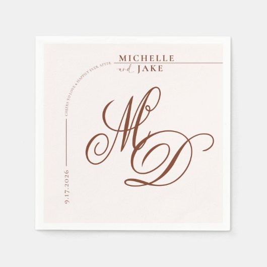 Boho Arch Minimalistisch Calligraphy Script Weddin Serviette (Vorderseite)