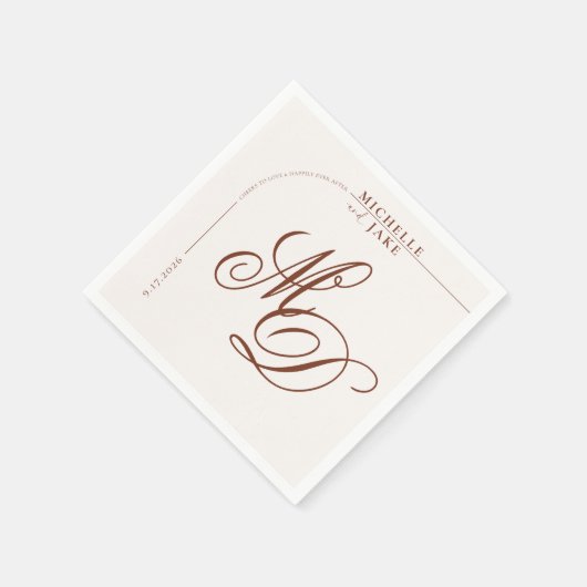 Boho Arch Minimalistisch Calligraphy Script Weddin Serviette (Ecke)