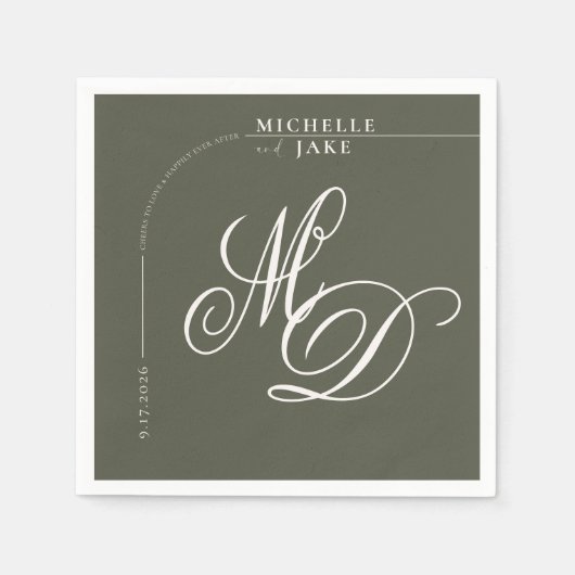 Boho Arch Minimalistisch Calligraphy Script Weddin Serviette (Vorderseite)