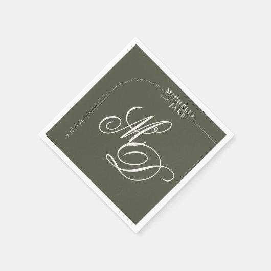 Boho Arch Minimalistisch Calligraphy Script Weddin Serviette (Ecke)