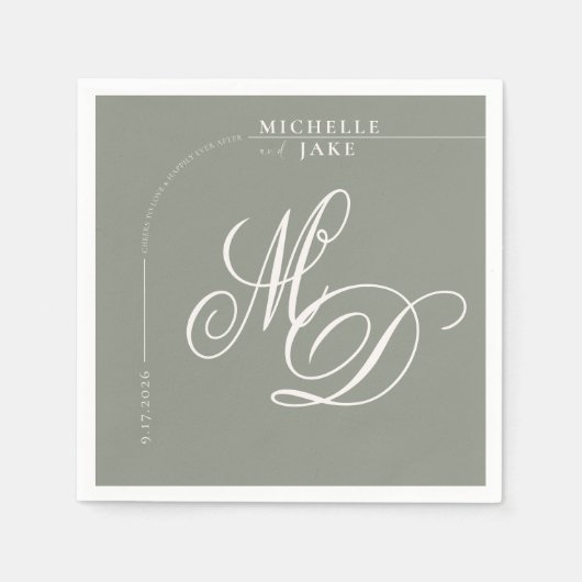 Boho Arch Minimalistisch Calligraphy Script Weddin Serviette (Vorderseite)