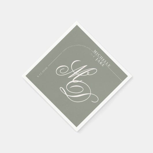 Boho Arch Minimalistisch Calligraphy Script Weddin Serviette (Ecke)