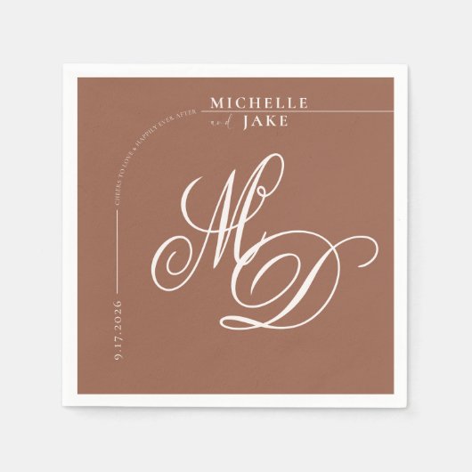 Boho Arch Minimalistisch Calligraphy Script Weddin Serviette (Vorderseite)