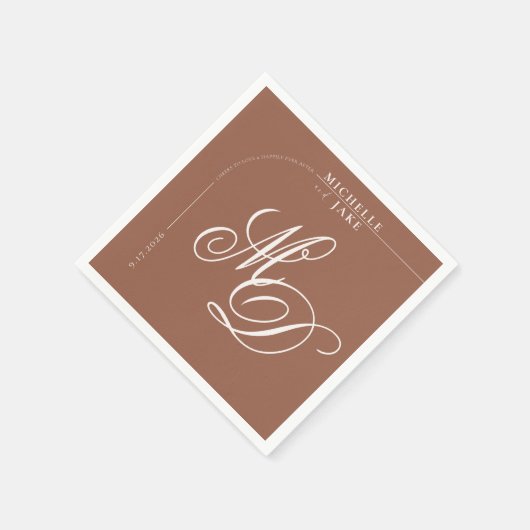 Boho Arch Minimalistisch Calligraphy Script Weddin Serviette (Ecke)