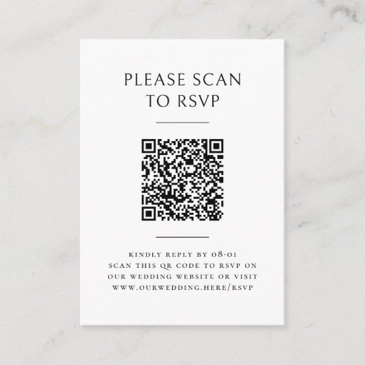 Boho Arch Modernes Minimalistisches QR-Code Weddin Begleitkarte (Vorderseite)