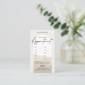 Boho Arch Neutrals Beige Monogram Beauty Salon Terminkarte (Stehend Vorderseite)