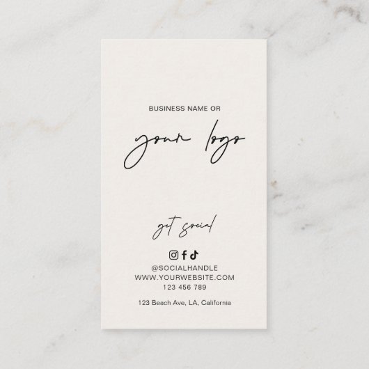 Boho Arch Neutrals Beige Monogram Beauty Salon Terminkarte (Rückseite)