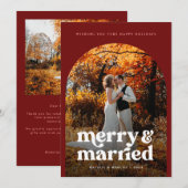 Boho Arch Newlywed Foto 2024 Feiertagskarte (Vorne/Hinten)