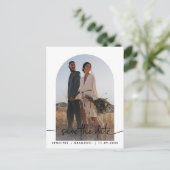 Boho arch overlay Calligraphy Save the Date Foto Postkarte (Stehend Vorderseite)