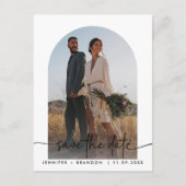 Boho arch overlay Calligraphy Save the Date Foto Postkarte (Vorderseite)