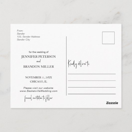 Boho arch overlay Calligraphy Save the Date Photo Postkarte (Rückseite)