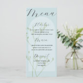 Boho Arch Pale Blue Foliage Wedage Menu Menükarte (Stehend Vorderseite)