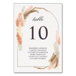 Boho arch pampas gras Moderne Hochzeit Tischnummer