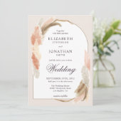 Boho arch Pampas Gras Moderne Hochzeitseinladung Einladung (Stehend Vorderseite)