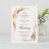 Boho arch Pampas Gras Moderne Hochzeitseinladung Einladung (Stehend Vorderseite)