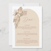 Boho Arch Pampas Grass Details Umschließungskarte Einladung (Vorderseite)