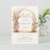 Boho Arch Pampas Grass Floral Brautparty Einladung (Stehend Vorderseite)