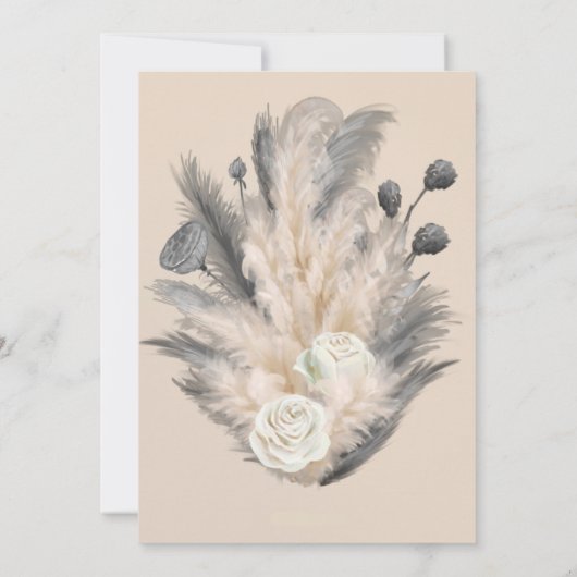 Boho Arch Pampas Grass Floral Engagement Party Einladung (Rückseite)