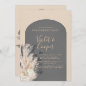 Boho Arch Pampas Grass Floral Engagement Party Einladung (Vorne/Hinten)