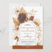Boho Arch Pampas Grass Floral Terracotta Wedding Einladung (Vorderseite)