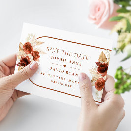 Boho Arch Pampas Grass Floral Terracotta Wedding Save The Date