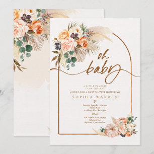 Boho Arch Pampas Grass Pumpkin Baby Shower Einladung