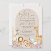 Boho Arch Pampas Grass Safari Wild One Baby Shower Einladung (Vorderseite)
