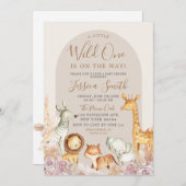 Boho Arch Pampas Grass Safari Wild One Baby Shower Einladung (Vorne/Hinten)