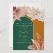 Boho Arch Pampas Grass Save the Date Einladung (Vorderseite)
