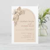 Boho Arch Pampas Grass Wedding Einladung (Stehend Vorderseite)