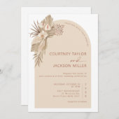Boho Arch Pampas Grass Wedding Einladung (Vorne/Hinten)