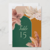 Boho Arch Pampas Grass Wedding Tischnummern (Vorderseite)