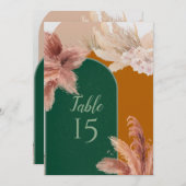 Boho Arch Pampas Grass Wedding Tischnummern (Vorne/Hinten)