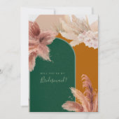 Boho Arch Pampas Grass wirst du meine Bridesmaid s Einladung (Vorderseite)