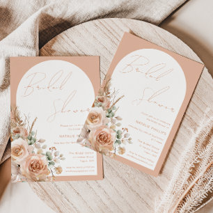 Boho Arch Peach Floral Brautparty Einladung