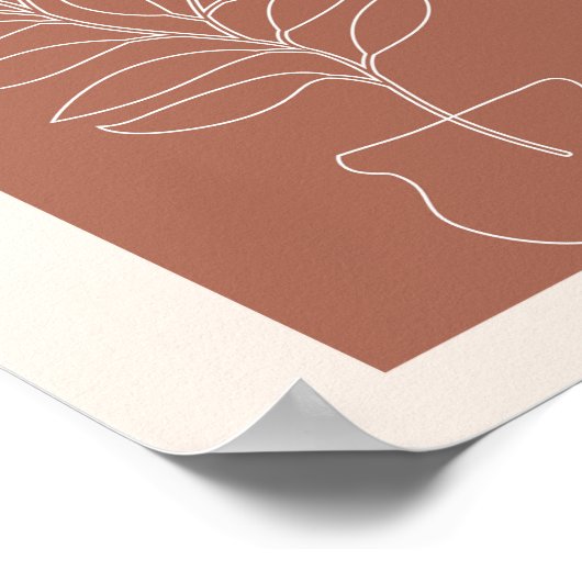 Boho Arch Pflanze Kontur 2 Poster (Ecke)