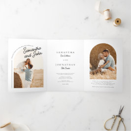 Boho Arch Photo Wedding Dreifach Gefaltete Einladung