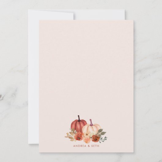 Boho Arch Pumpkin Fall Floral Terracotta Save The Date (Rückseite)