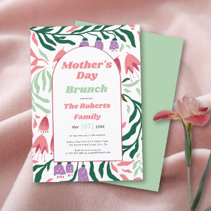 Boho arch retro Blume Mütter Tag Brunch Einladung