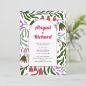 Boho arch Retro Zweige und Blume Hochzeit Einladung (Stehend Vorderseite)