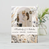 Boho Arch Rustic Earthy Pampas Floral Botanical Save The Date (Stehend Vorderseite)