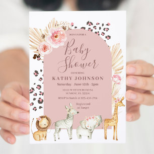 Boho Arch Safari Jungle Animals Baby Shower Invit Einladung