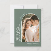 Boho Arch Sage Green Wedding Dankeskarte (Vorderseite)