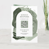 Boho Arch Sage Grün Pinselstriche QR-Code Hochzeit Einladung (Rückseite)