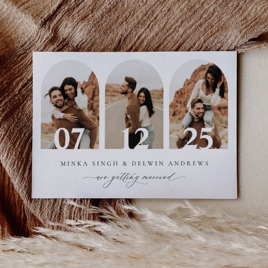 Boho Arch Save the Date Ankündigung von Fotokarten