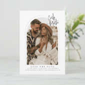 Boho Arch Save the Date Card Einladung (Stehend Vorderseite)